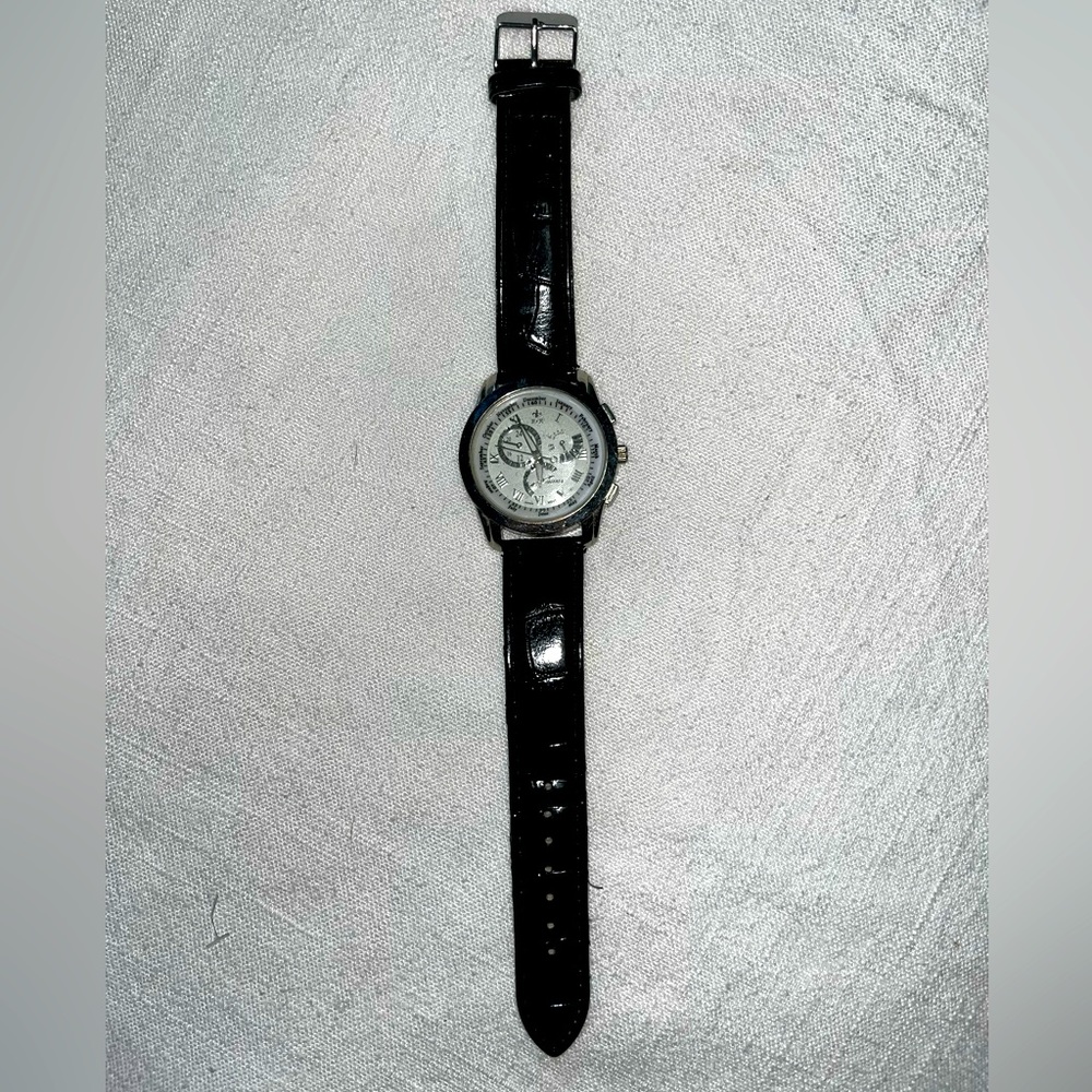 Black Leather and Silver Watch